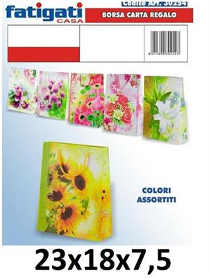 BORSA DI CARTA 23X18X7.5 COLORI E FANTASIE ASSORTITI FATIGATI 24808