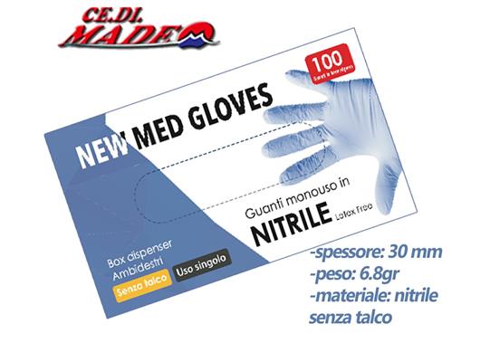 GUANTI NITRILE 100pz (S) BLU NEW MED 300mm S/POL