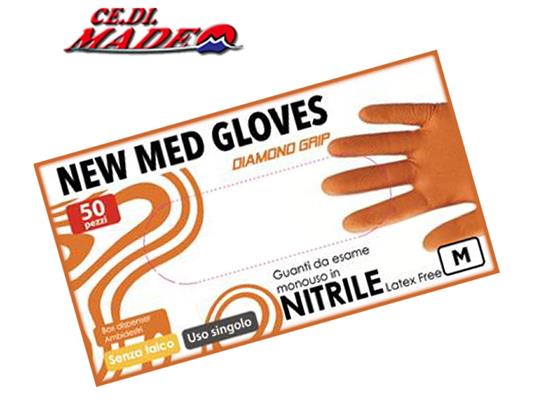 GUANTI NITRILE 50pz ARANCIO DIAMOND GRIP NEW MED S/POL (XL)