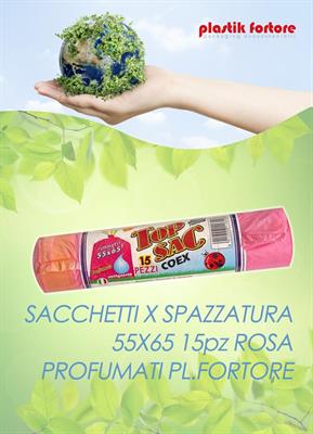 SACCHETTI X SPAZZATURA 55X65 15pz ROSA PROFUMATI PF