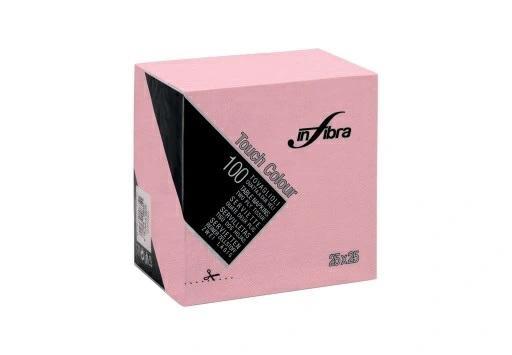 TOVAGLIOLI 25X25 2veli COLORE ROSA 100pz INFIBRA I-0491