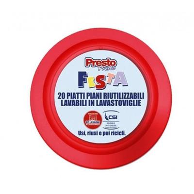 PIATTI PIANI ROSSO RIUTILIZZABILI EX 20pz PRESTO PRESTO