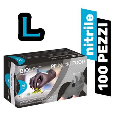 GUANTI NITRILE NERO SP 100pz (L) BIOSOFT PF BLACK FOOD RAYS
