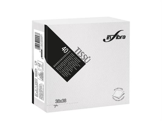 TOVAGLIOLI 38X38 2veli 40pz TISSU' BIANCO INFIBRA I-0456