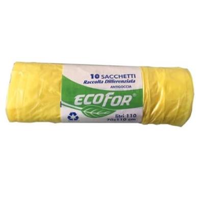 SACCHETTI PER SPAZZATURA 70X110 10pz ECOFOR GIALLO PLASTIK FORTORE