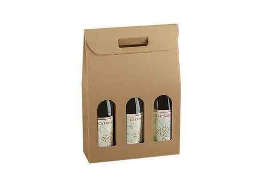 SCATOLA X 3 BOTTIGLIE CARTONE ONDA AVANO 270X90X385 Cod. 135870S