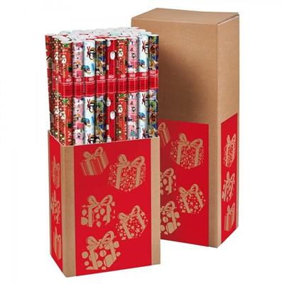 CARTA REGALO ROTOLO 70cm x 2mt. CF 60pz ASSORTITO NATALE MONDO ROSSO