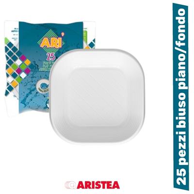 PIATTI ARI-RIU' 25 PZ QUADRATO BIANCHI ARISTEA 160015
