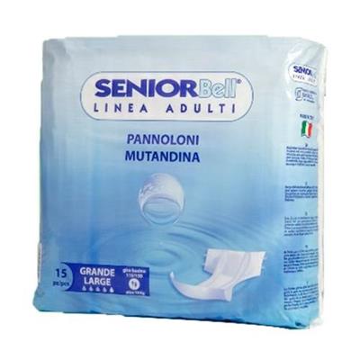 PANNOLONI MUTAND.APRI E CHIUDI ADULTO SENIOR BELL LARGE 15PZ 70KG E +