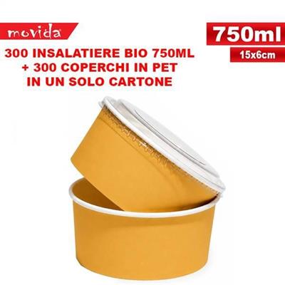 INSALATIERA 750ml + COPERCHI 148mm 50+50pz BIO BICOLORE 2 MOVIDA