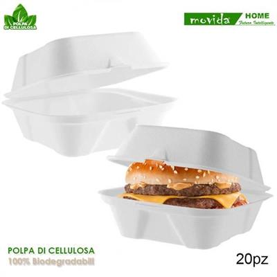 PIATTI BIO S PANINO 15x15x8,5 20 PZ MOVIDA 64465 HAMBURGER